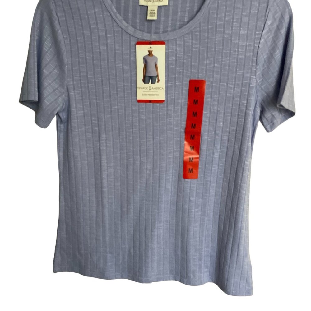 Women's Slub Ribbed Tee, Vintage America, XS & M,L,Blue, NWT